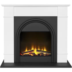 Adam Chesterfield Electric Fireplace Suite in White & Charcoal Grey, 44 Inch