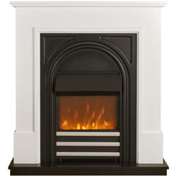 Adam Warwick Fireplace Suite In Pure White & Black Cast Effect, 36 Inch