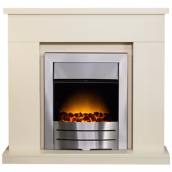 Adam Lomond Fireplace in Stone Effect & Colorado Brushed Steel Electric Fire, 39 Inch