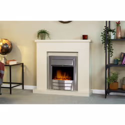 Adam Lomond Fireplace  in Stone Effect & Colorado Brushed Steel Electric Fire, 39 Inch