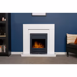 Adam Malmo Fireplace in White with Colorado Electric Fire in Black, 39 Inch