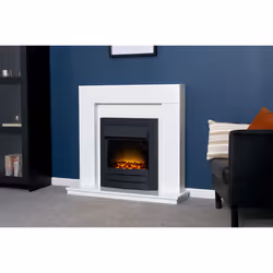 Adam Malmo Fireplace in White with Colorado Electric Fire in Black, 39 Inch