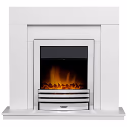 Adam Malmo Fireplace in White with Eclipse Electric Fire in Chrome, 39 Inch