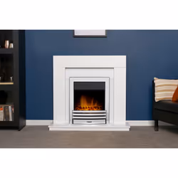 Adam Malmo Fireplace in White with Eclipse Electric Fire in Chrome, 39 Inch