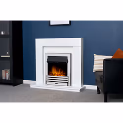 Adam Malmo Fireplace in White with Eclipse Electric Fire in Chrome, 39 Inch