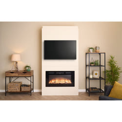 Adam Pre-Built Media Wall 1 with Orlando Inset Wall Electric Fire