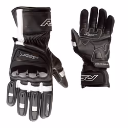 RST Pilot Mens Motorbike Leather Gloves CE Approved Sports Motorcycle Glove - 11, Black / White