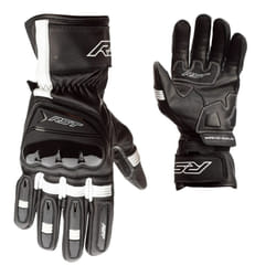 RST Pilot Mens Motorbike Leather Gloves CE Approved Sports Motorcycle Glove - 11, Black / White