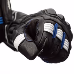 RST Pilot Mens Motorbike Leather Gloves CE Approved Sports Motorcycle Glove - 11, Black / Blue / White