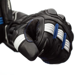 RST Pilot Mens Motorbike Leather Gloves CE Approved Sports Motorcycle Glove - 11, Black / Blue / White