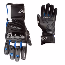 RST Pilot Mens Motorbike Leather Gloves CE Approved Sports Motorcycle Glove - 11, Black / Blue / White