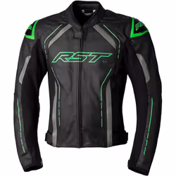 RST S1 Motorcycle Leather Jacket, black-white, Size 40 for Men