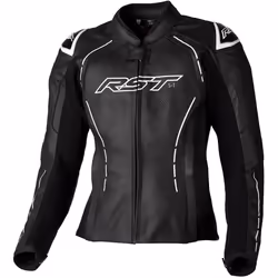 RST S1 Ladies Motorcycle Leather Jacket, black-white, Size M for Women