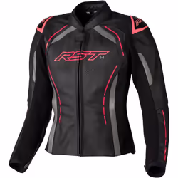 RST S1 Ladies Motorcycle Leather Jacket, black-pink, Size M for Women