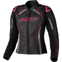 RST S1 Ladies Motorcycle Leather Jacket, black-pink, Size L for Women