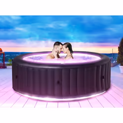 Mspa LED Glow Round 6 Person Aurora Inflatable Hot Tub Portable Pool
