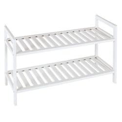 Home Kitt Bamboo 2 Shelf Shoe Rack - White
