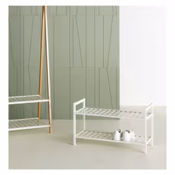 Home Kitt Bamboo 2 Shelf Shoe Rack - White