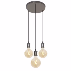 4lite WiZ Connected 3-Way Plate Pendant, Flexible mount, Black, Silver, Silver, Glass, Iron, Steel, Round, Bathroom, Dining r ...