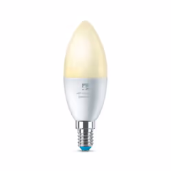 4lite WiZ Connected C37 E14 Warm White Dimmable, Smart bulb, Wi-Fi/Bluetooth, White, LED, Polycarbonate (PC), E14