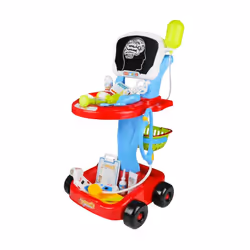 22 Piece Kids RED Doctors Nurses Role Play Medical Trolley Toy