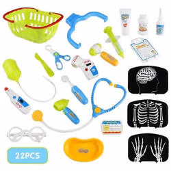 22 Piece Kids RED Doctors Nurses Role Play Medical Trolley Toy