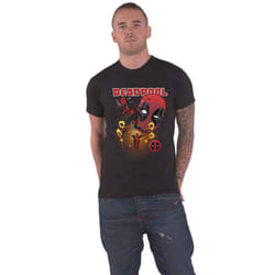 Deadpool T Shirt Deadpool Fight Collage Logo new Official Marvel Mens Black - S, Black