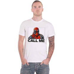 Deadpool T Shirt Deadpool Call Me Logo new Official Marvel Mens White - M, White