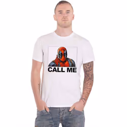Deadpool T Shirt Deadpool Call Me Logo new Official Marvel Mens White - L, White