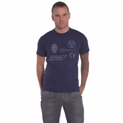 Iron Man T Shirt Stark Industries Expo Logo new Official Marvel Mens - S, Navy