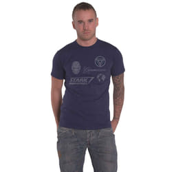 Iron Man T Shirt Stark Industries Expo Logo new Official Marvel Mens - S, Navy