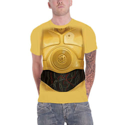 Star Wars T Shirt C-3PO Droid Chest costume new Official Mens Yellow - XL, Yellow