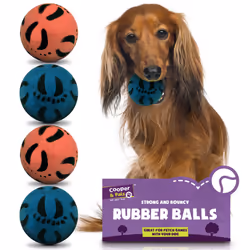 4pk Rubber Dog Balls | Bouncy Puppy Pet Solid Hard Play Ball