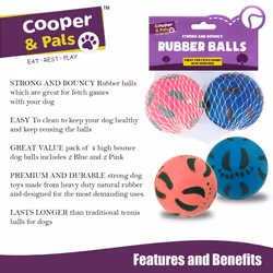 4pk Rubber Dog Balls | Bouncy Puppy Pet Solid Hard Play Ball