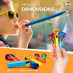 40pk Party Blowers | Colourful Party Whistles Blowouts
