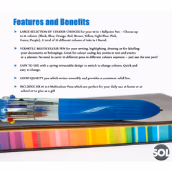 6pk 10 in 1 Multi Coloured Pens for Drawing & Writing