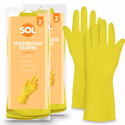 4 Pairs of Large Household Cleaning Gloves | Latex Rubber