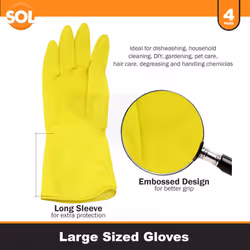 4 Pairs of Large Household Cleaning Gloves | Latex Rubber