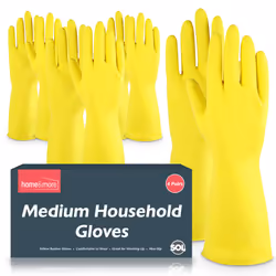 4 Pairs of Medium Household Cleaning Gloves | Latex Rubber