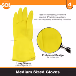 4 Pairs of Medium Household Cleaning Gloves | Latex Rubber