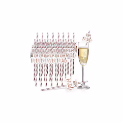 24pk Team Bride Straws | Rose Gold Hen Party Straws | Paper Hen Do Straws | Hen Straws | Team Bride Drinking Straws for Hen P ...