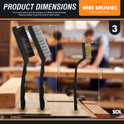 3 x Wire Brush Set | Steel Brass Nylon Cleaning and Polishing