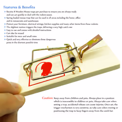 8pk Wooden Mouse Traps | Durable Reusable Snap Traps