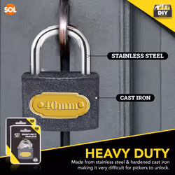 2X Heavy Duty Padlocks with Keys, 40mm Outdoor Lock with 2 Matching Key Set, Hardened Steel Shackle for Anti-Cutting & Sawing, Weatherproof Security