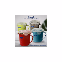2pk Soup Containers with Lids | Microwavable Soup Mug with Lid | 700ml Microwave Bowl Soup Storage Containers | Dishwasher Safe Soup Cup | S