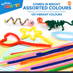 120pk Pipe Cleaners | 2 x 70pk Assorted Colours 30cm x 4mm