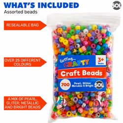 Craft Beads 500pk | Pearl, Glitter, Metallic & Bright Beads