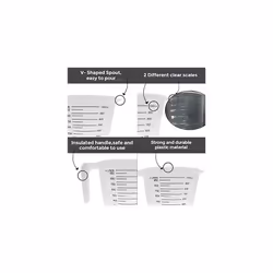 3pk 1Litre Measuring Jug | Plastic Measuring Jugs for Baking & Measuring Liquids | Clear Measuring Scales, Large Mouth & Easy Pour Spout | I