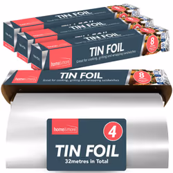 4pk Tin Foil 32m in Total - 8m x 29cm Large Size - Non-Stick Tin Foil for Wrapping, Grilling, BBQ & Baking â Heavy-Duty Sil ...