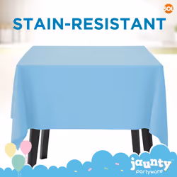 3pk Blue Table Cloths Party | 121 x 121cm | Reusable Blue Plastic Tablecloth
